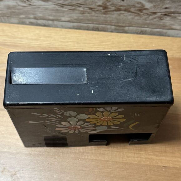 Vintage Wall Mount Metal Double Match Box Holder Dispenser Black Floral - Picture 5 of 12